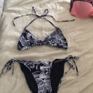 Matching navy and white bikini
